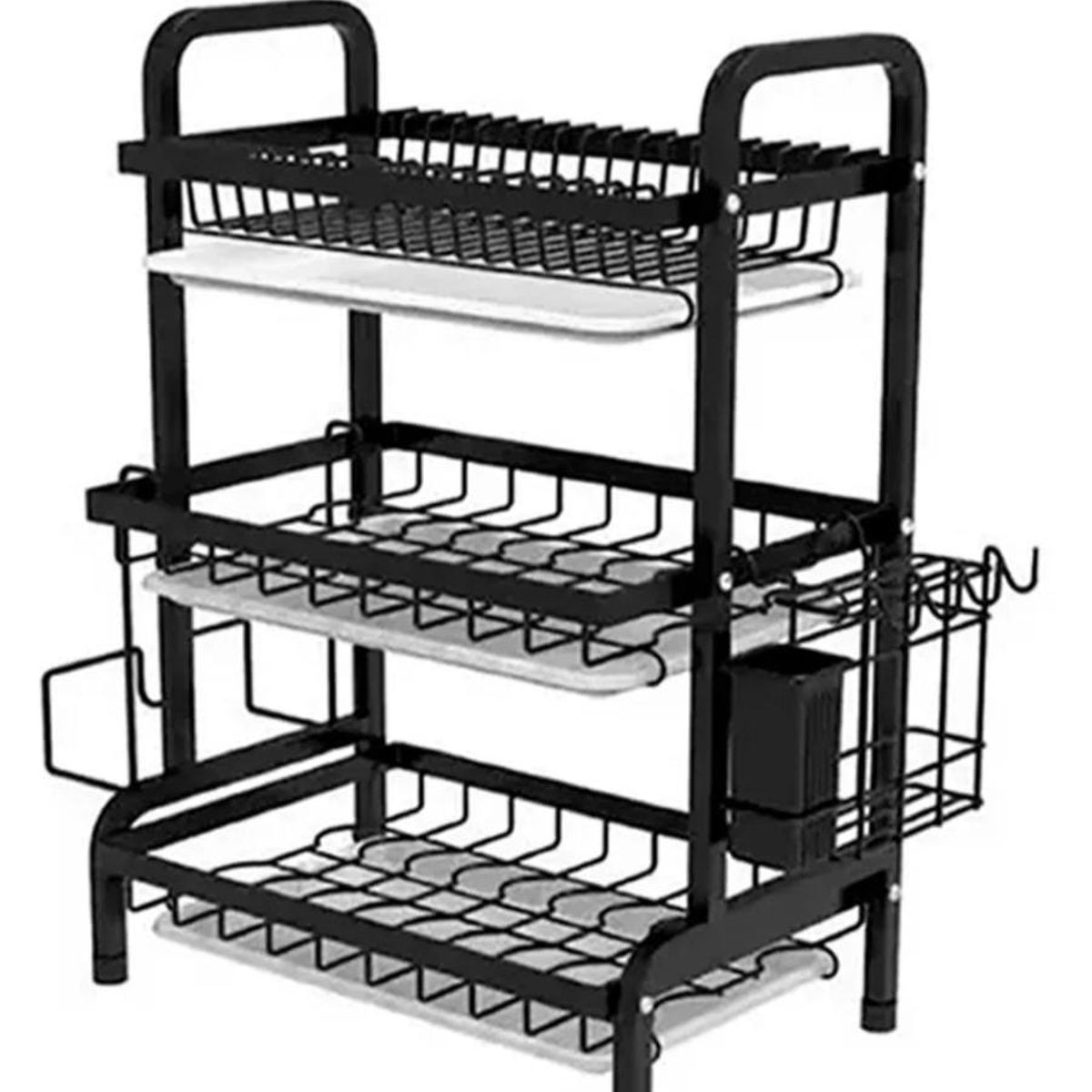 GENERICO - SECADOR ESCURRIDOR DE VAJILLAS DE 3 NIVELES EN NEGRO