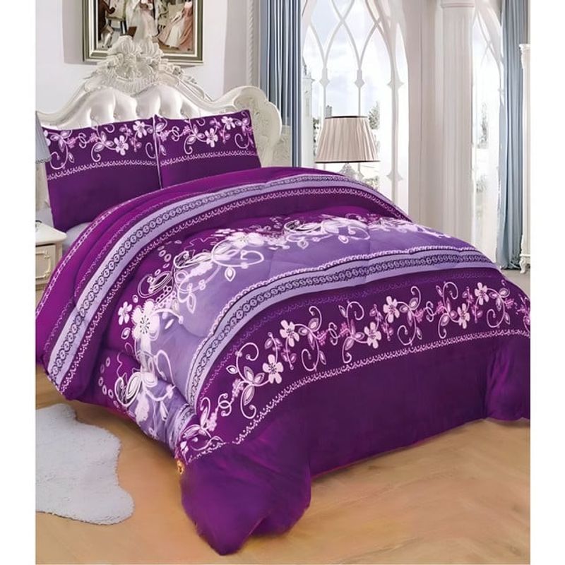 GENERICO - COBERTOR CHIPORRO MORADO  2 PLAZAS +2 FUNDAS DE ALMOHADA