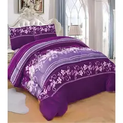 GENERICO - COBERTOR CHIPORRO MORADO 2 PLAZAS +2 FUNDAS DE ALMOHADA