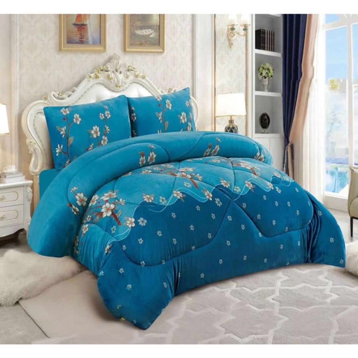 GENERICO - COBERTOR CHIPORRO AZUL  2 PLAZAS +2 FUNDAS DE ALMOHADA