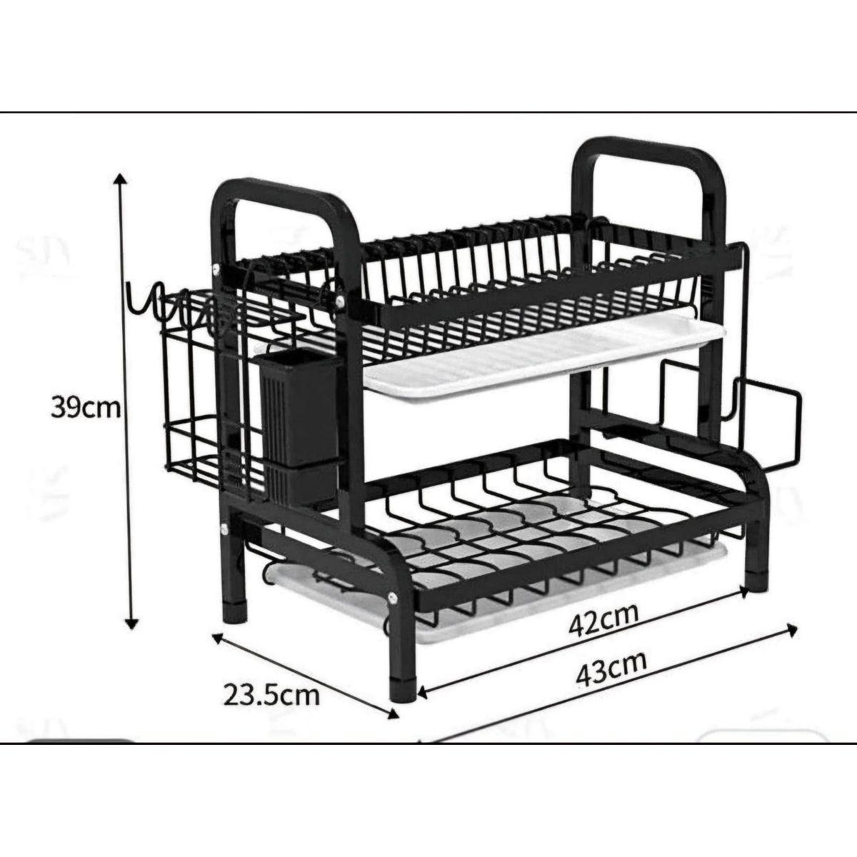 GENERICO - SECADOR ESCURRIDOR DE VAJILLAS DE 2 NIVELES EN NEGRO