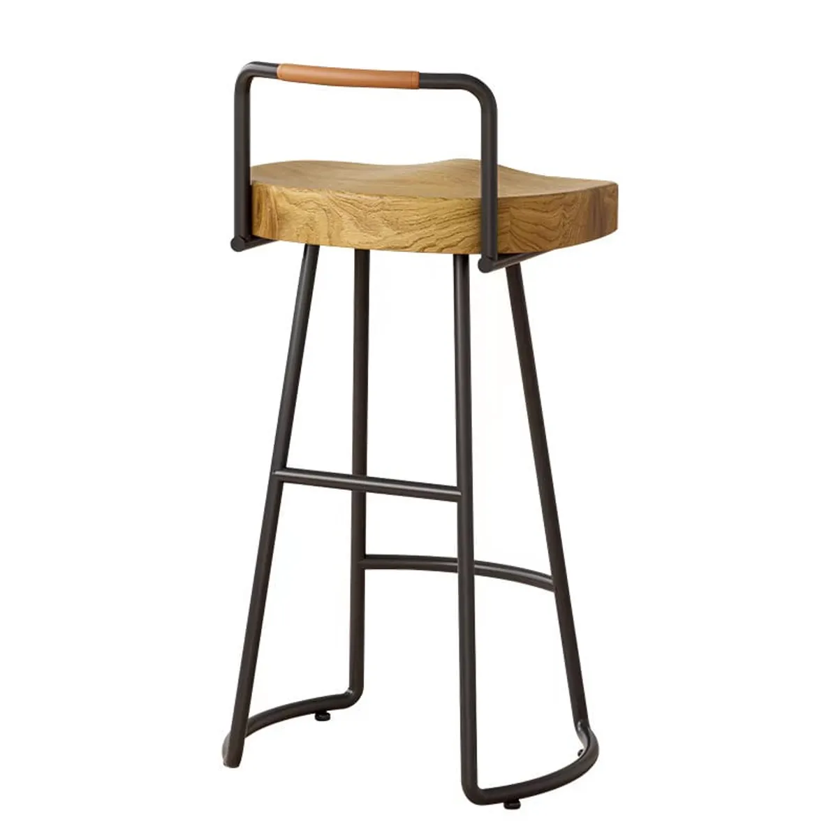 IDEEHOUSE - Pack 2 Sillas De Bar Metálica 75 Cm Asiento Madera