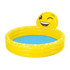 BESTWAY - Piscina Inflable 3 Anillos Emoji Lanza Agua 144x69cm