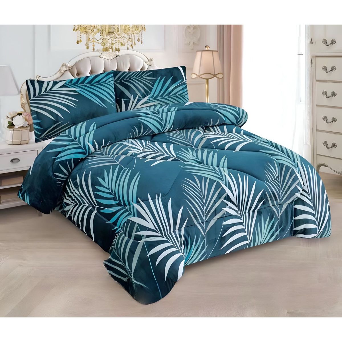 GENERICO - COBERTOR CHIPORRO VERDE  2 PLAZAS +2 FUNDAS DE ALMOHADA