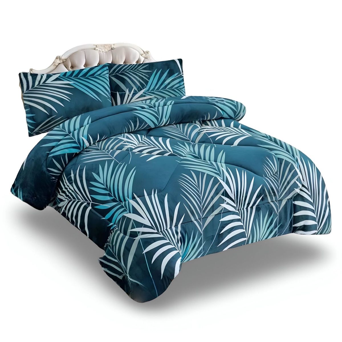 GENERICO - COBERTOR CHIPORRO VERDE  2 PLAZAS +2 FUNDAS DE ALMOHADA