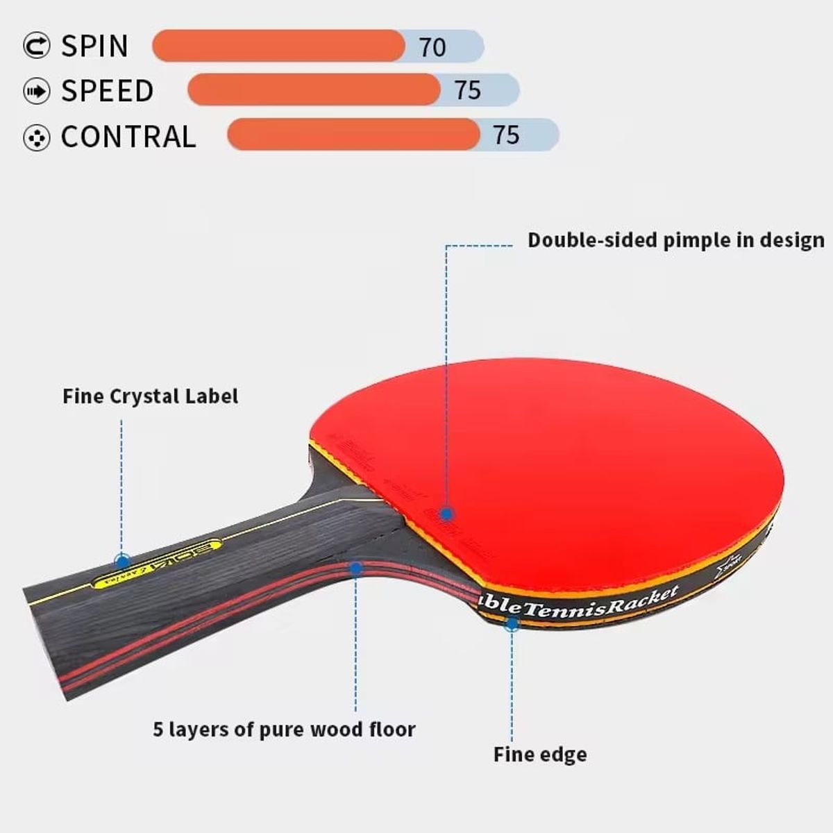 GENERICO - Paletas De Ping Pong Prof 6 Star + Estuche
