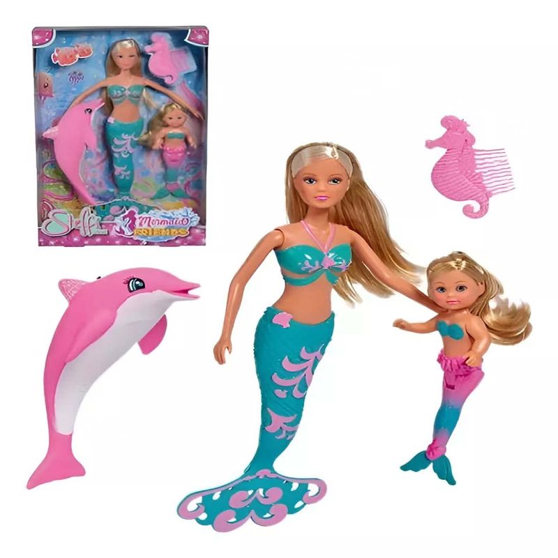 GENERICO - Muñeca Steffi Sirena Y Evi Sirena Con Delfin