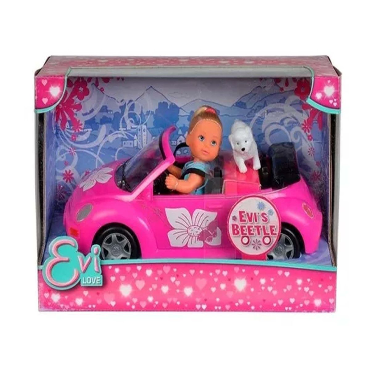 GENERICO - Muñeca Evi Love En Su Auto Con Mascota Evi Beetle