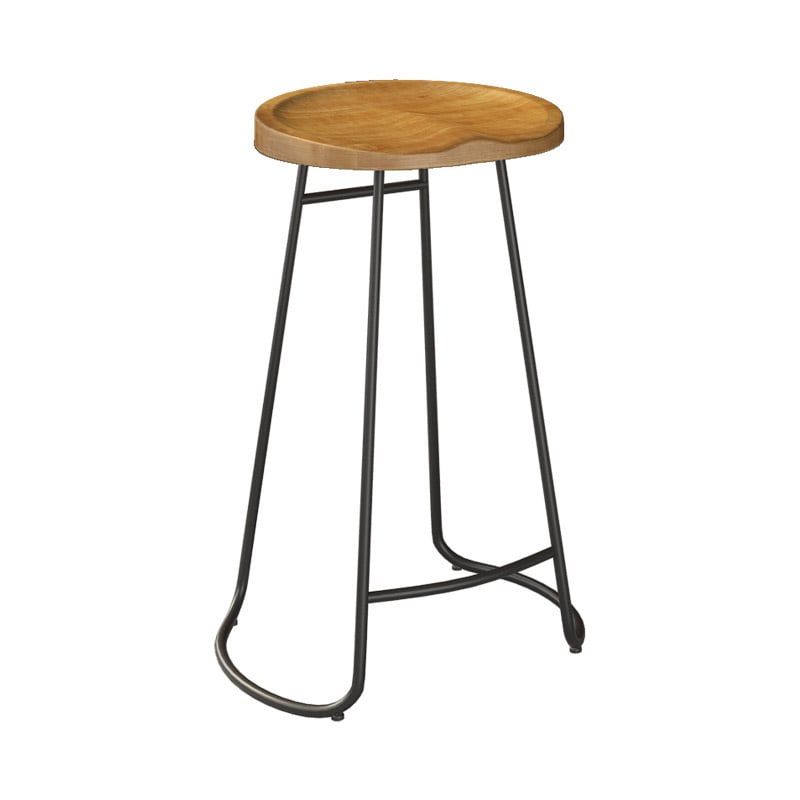 GENERICO - Set 2 Silla De Bar Metálica 75 Cm Asiento Madera