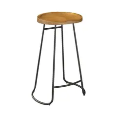 GENERICO - SET 2 Taburetes de Bar Metálica Con Asiento Madera.