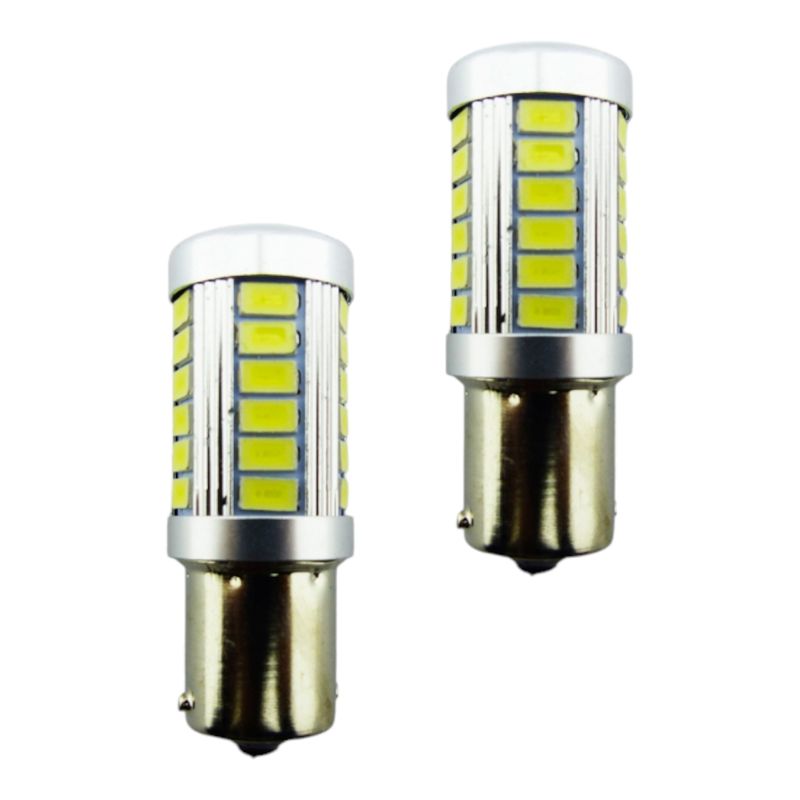 GENERICO - x2 Ampolleta 33 LED Con Canbus 1 Contacto Blanca Y Ambar