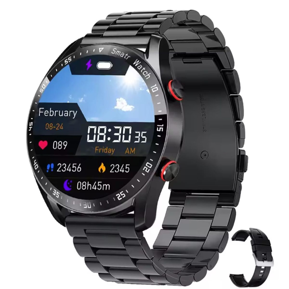 GENERICO - Smartwatch deportivo Hw20 correa de Acero negro