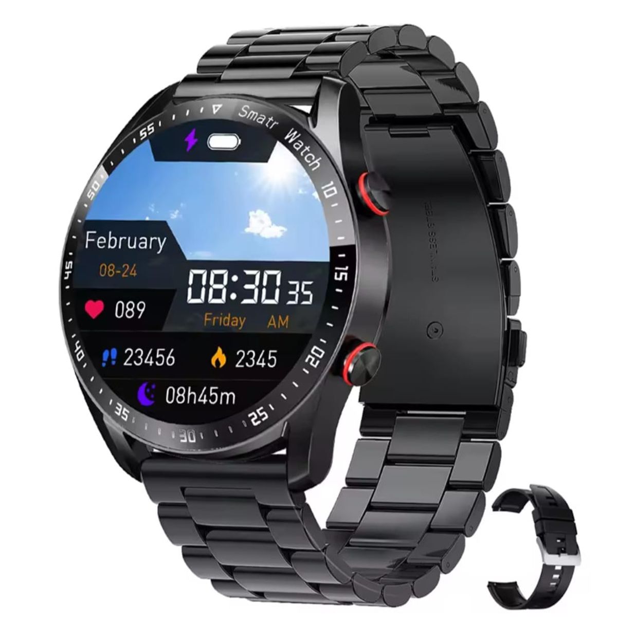 GENERICO - Smartwatch deportivo Hw20 correa de Acero negro