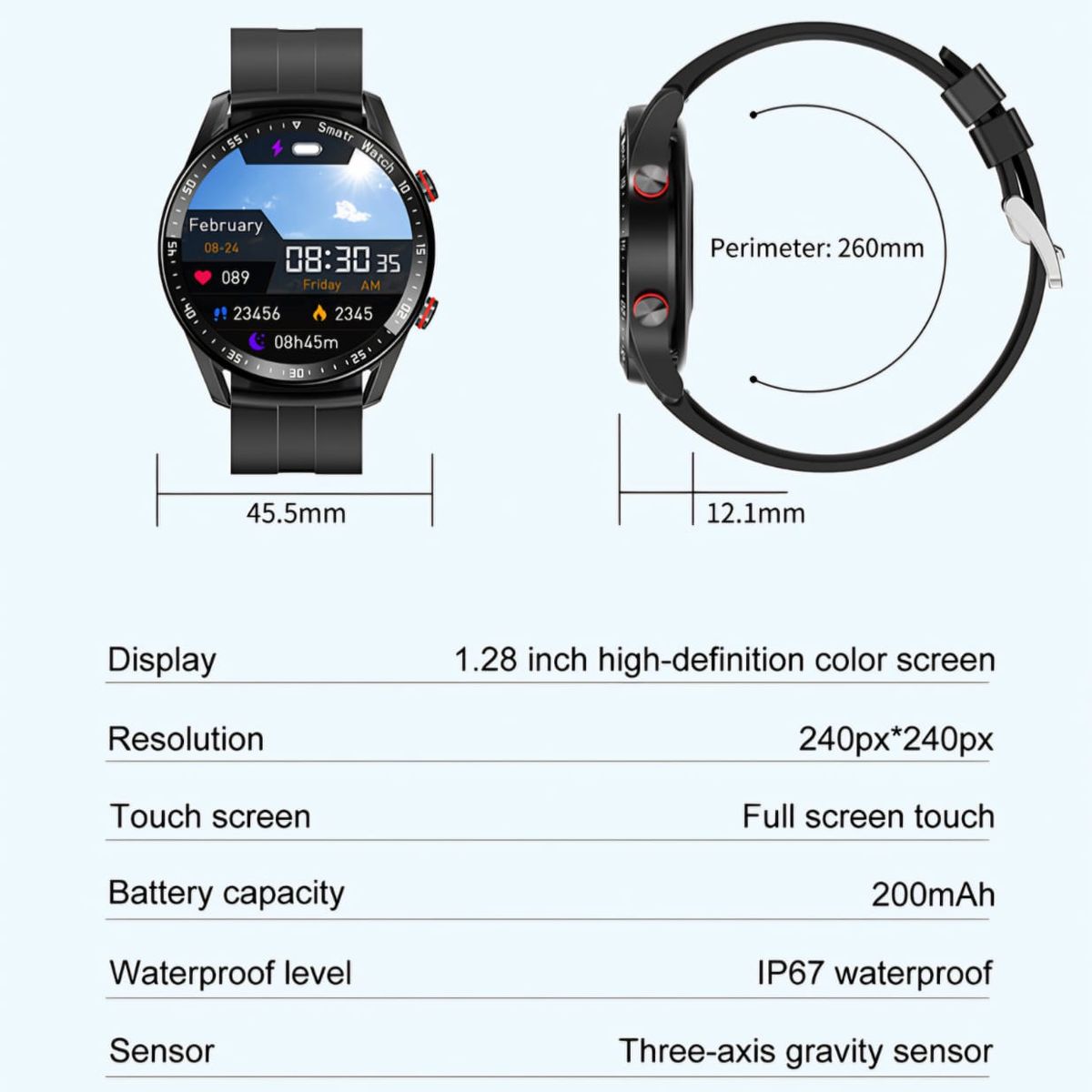 GENERICO - Smartwatch deportivo Hw20 correa de Acero negro