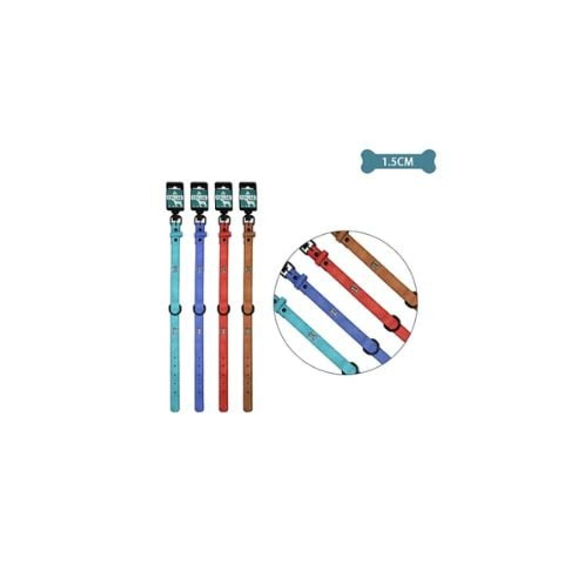 GENERICO - Collar PU Con Tachuelas De Hueso Color Aleatorio 15cm 12pcs