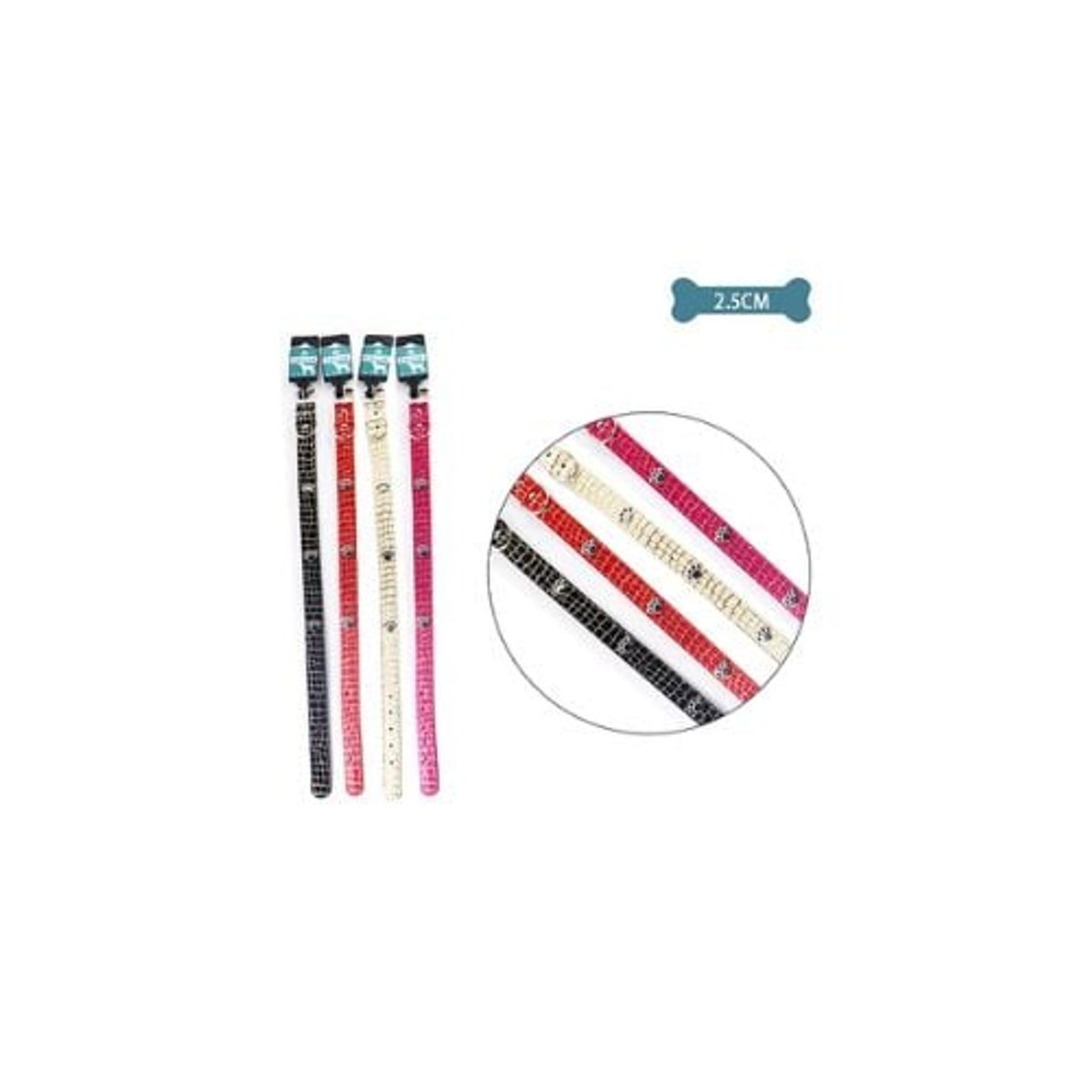 GENERICO - Collar PU Con Tachuelas De Huella Color Aleatorio 25cm12pcs