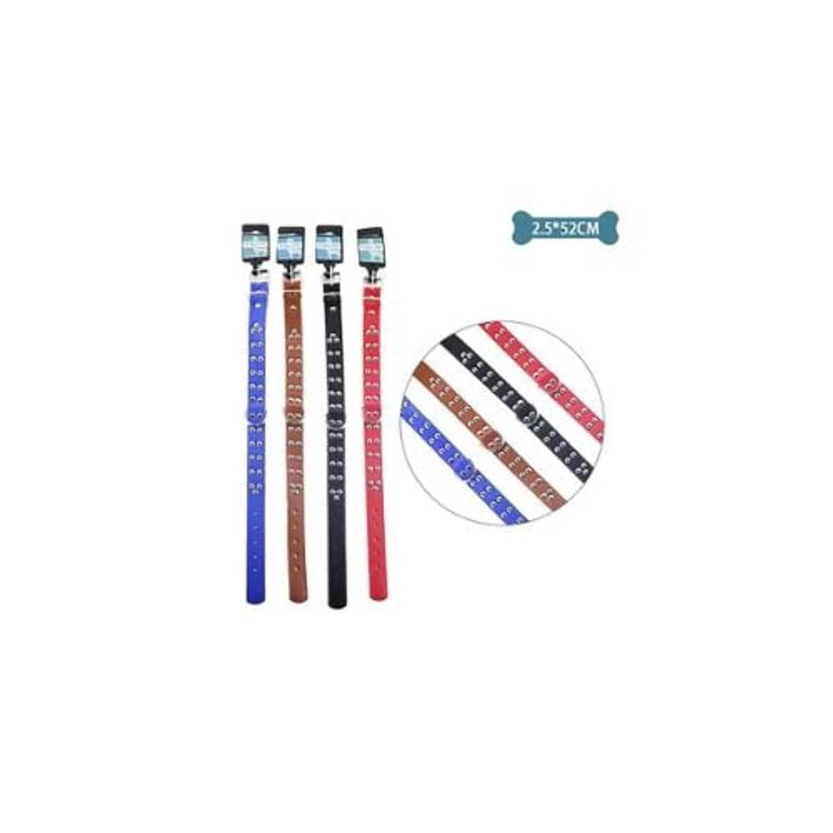 GENERICO - Collar PU Con Tachuelas Aleatorio 25x52cm 12pcs