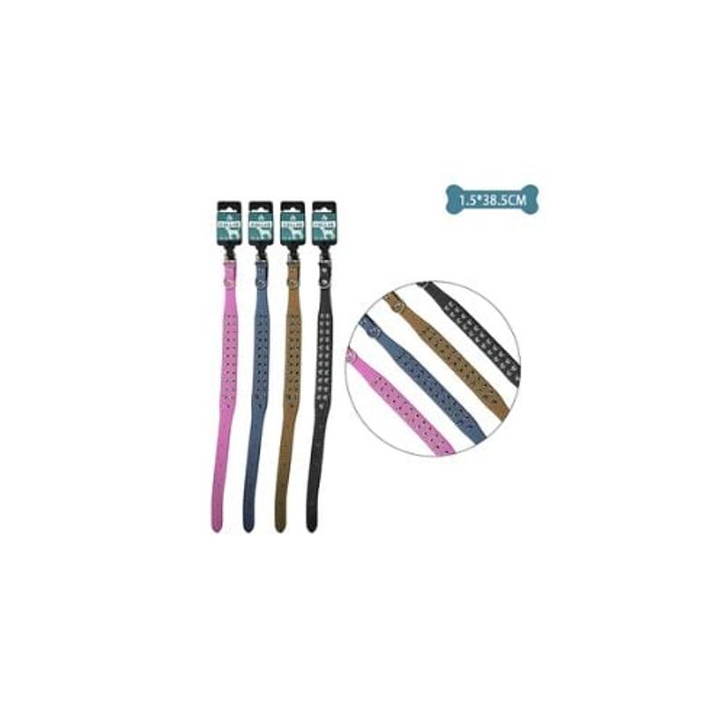 GENERICO - Collar PU Con Tachuelas Aleatorio 15x385cm 12pcs