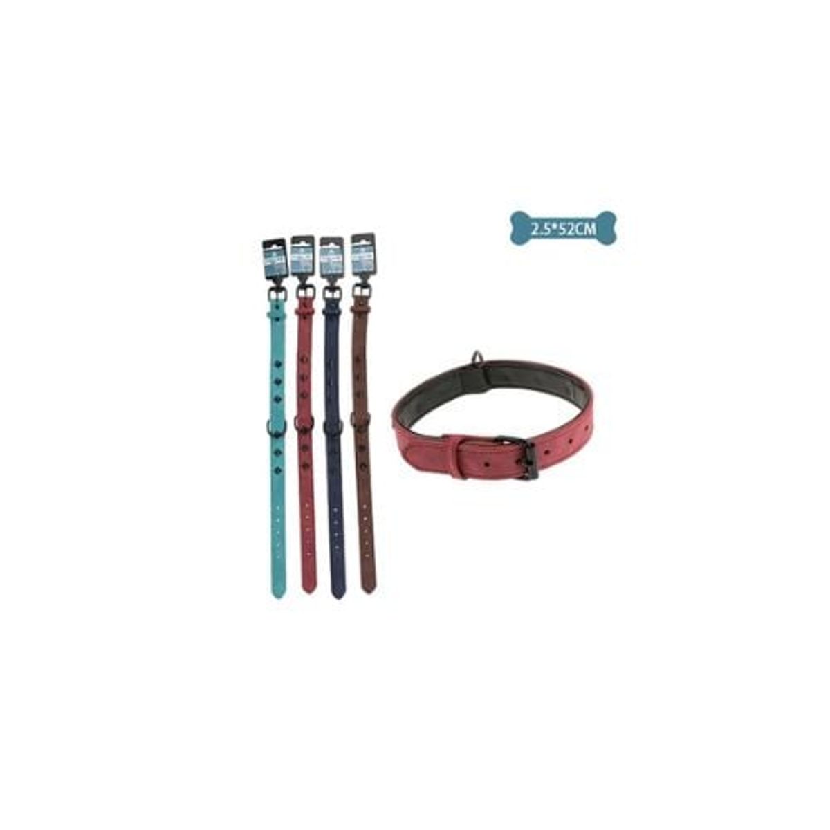 GENERICO - Collar PU Para Mascota Color Aleatorio 25x52cm 12pcs