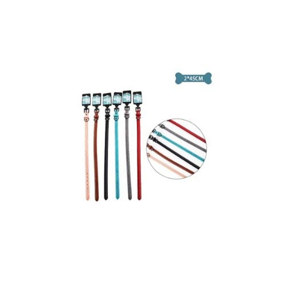 GENERICO - Collar PU Para Mascota Color Aleatorio 2x45cm 12pcs