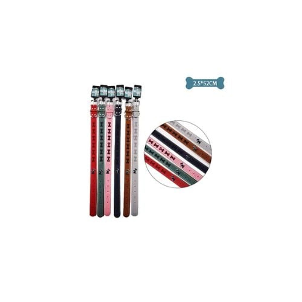 GENERICO - Collar PU Con Diseño Hueso y Perro Aleatorio 25x52cm 12pcs