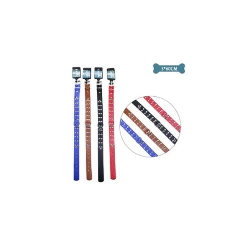GENERICO - Collar PU Con Tachuelas Color Aleatorio 3x60cm 12pcs
