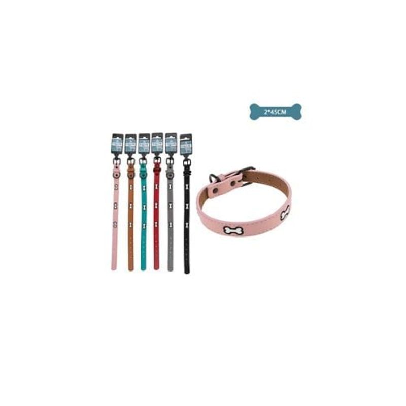 GENERICO - Collar PU Con Hueso Bordado 2x45cm 12pcs