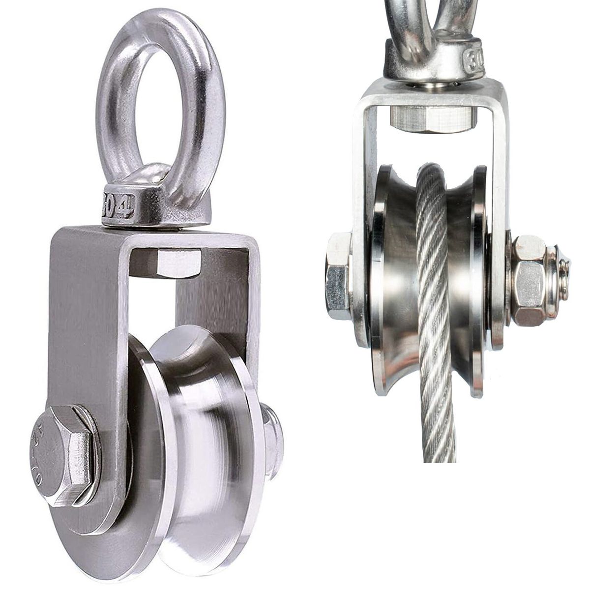 KUANGYE - Polea De Cable De Acero Inoxidable Con Cáncamo De Elevación