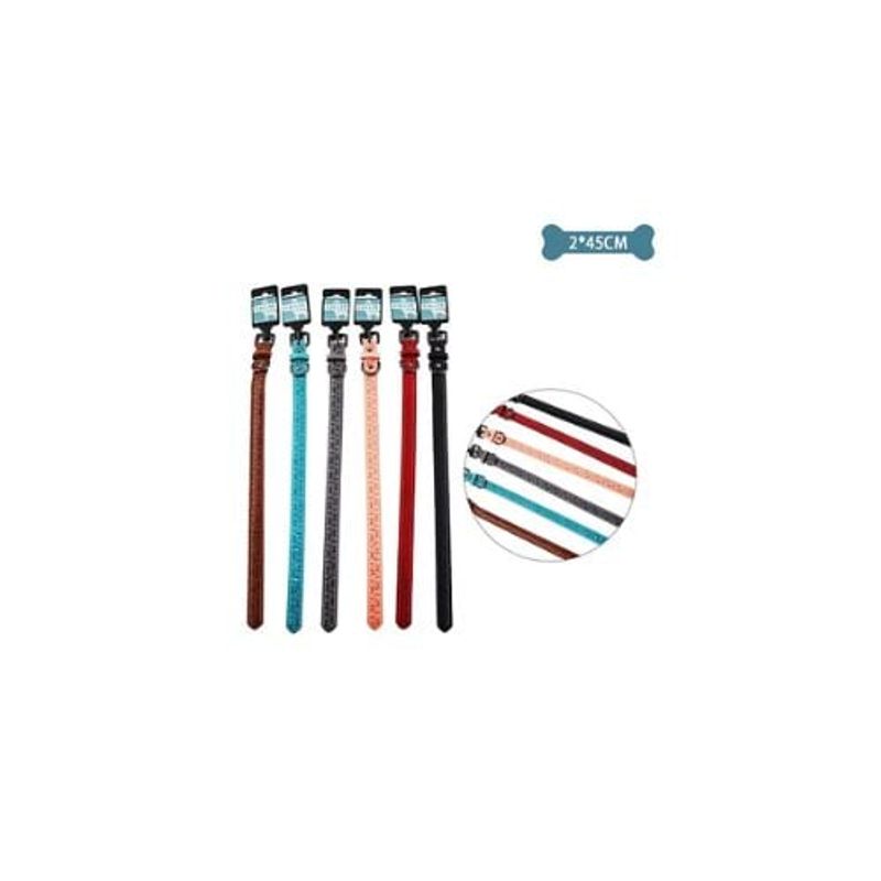 GENERICO - Collar PU Con Diseño Hueso y Huella 2x45cm 12pcs