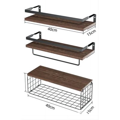 Imagen 2 del producto Repisas Flotantes De Madera Multipropósito 3 Niveles Color Marrón