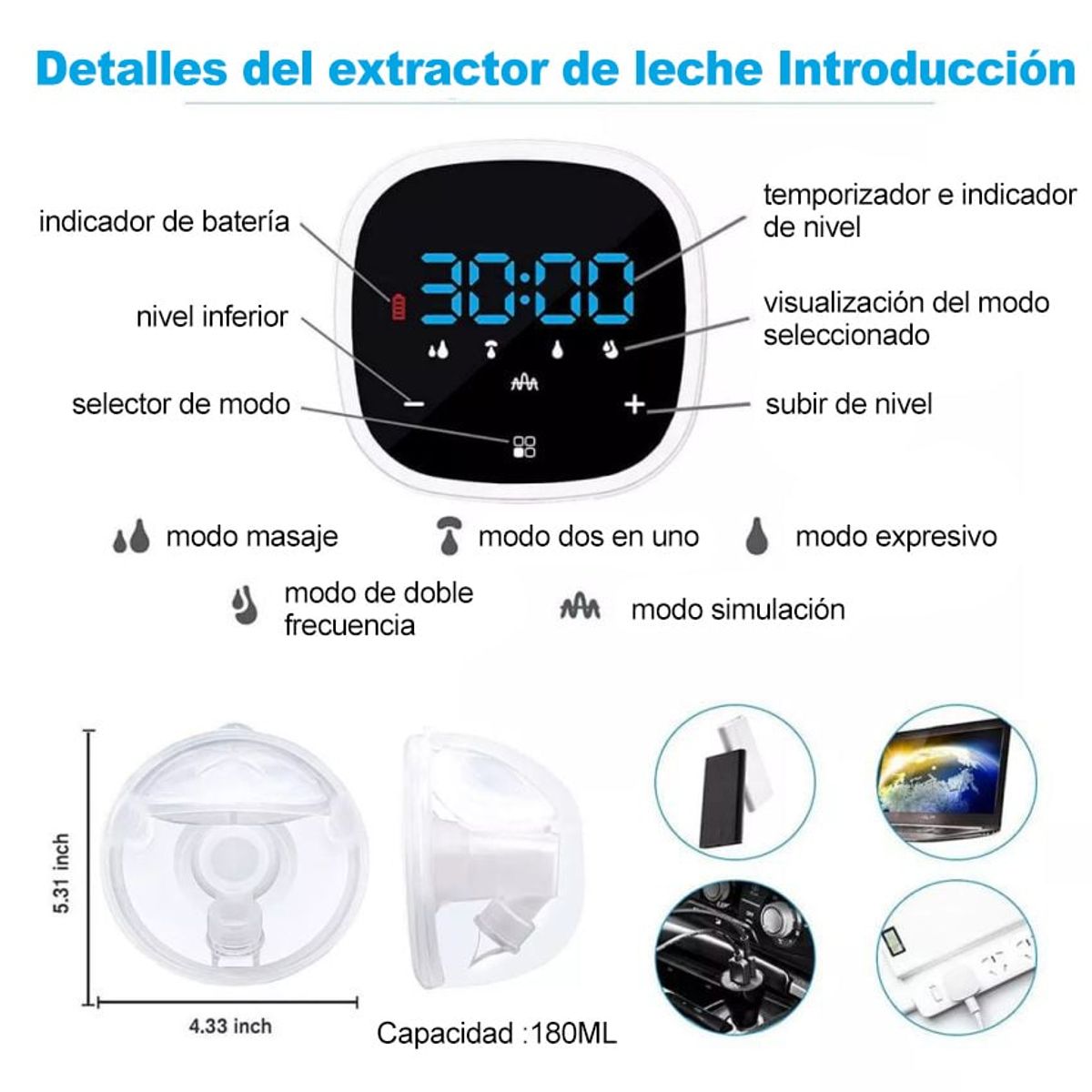 ZSPK - Dobles Extractores De Leche Materna Sacaleche Con Repuestos