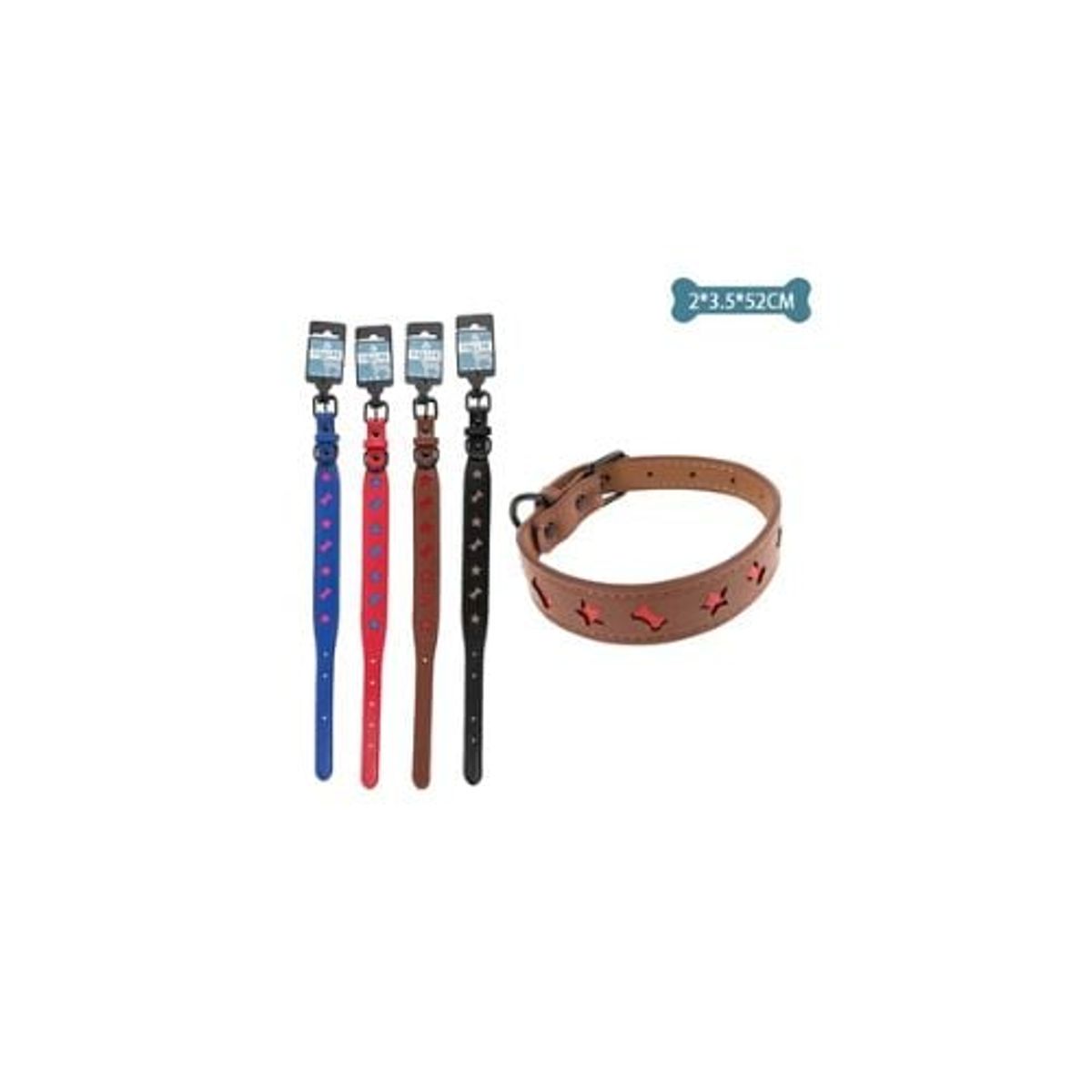 GENERICO - Collar PU Con Diseño Hueso y Estrella 2x35x52cm 12pcs