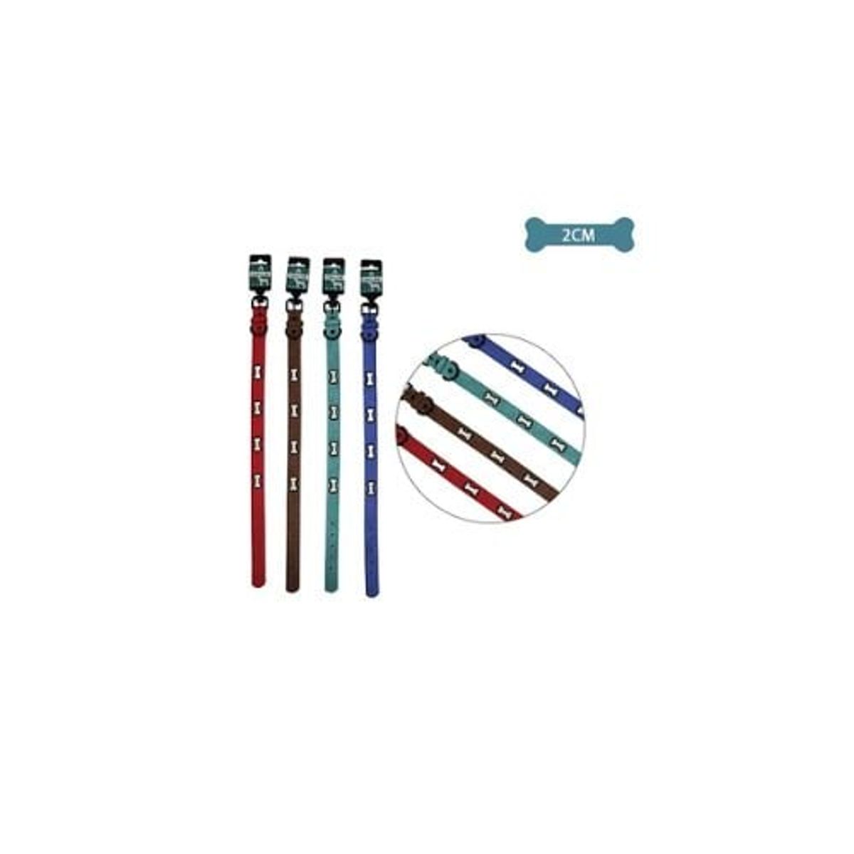 GENERICO - Collar PU Con Diseño Hueso Bordado Color Aleatorio 2cm 12pcs