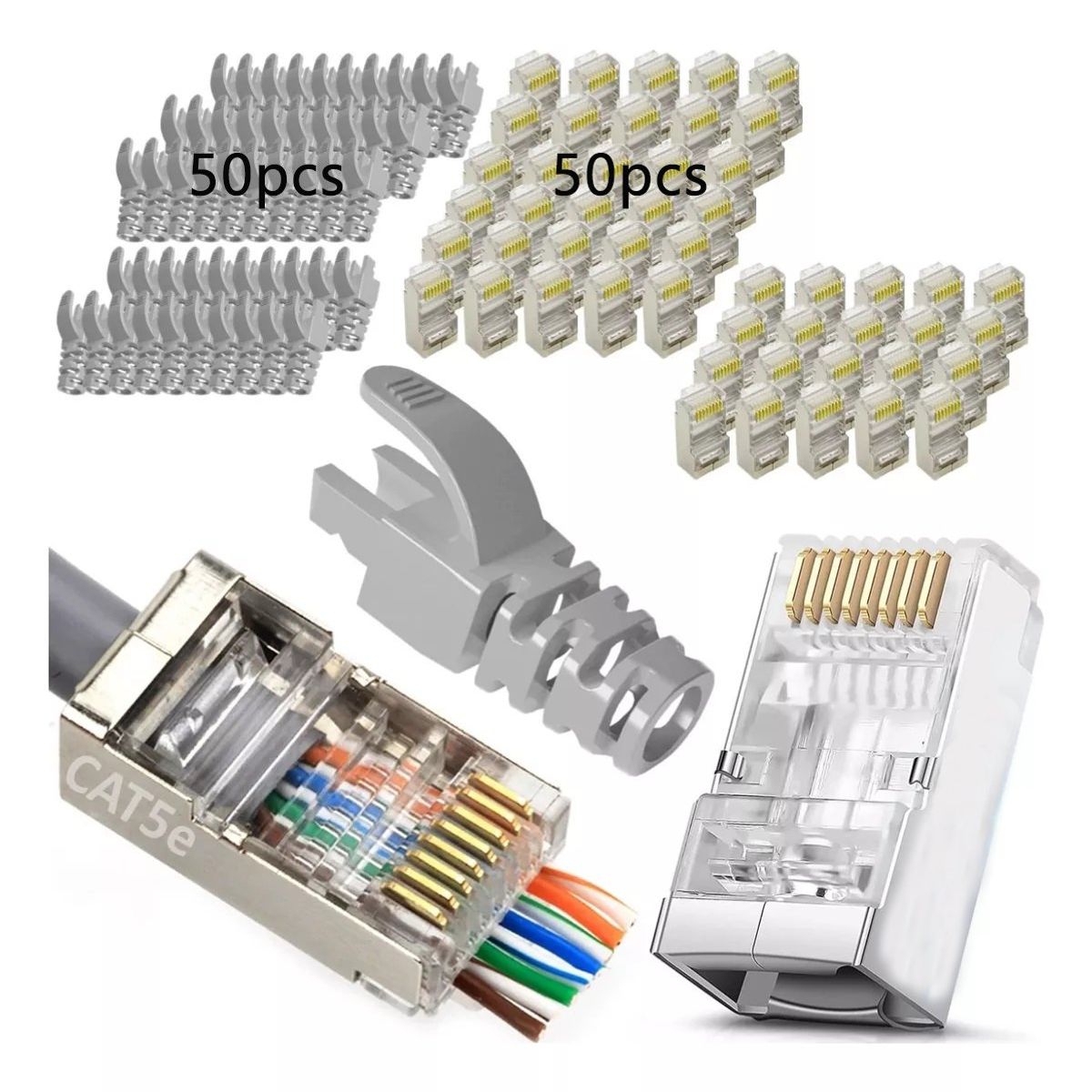 KUANGYE - Cat5e X50 Conector Ez Rj45 Funda Metal Blindado Terminal Red