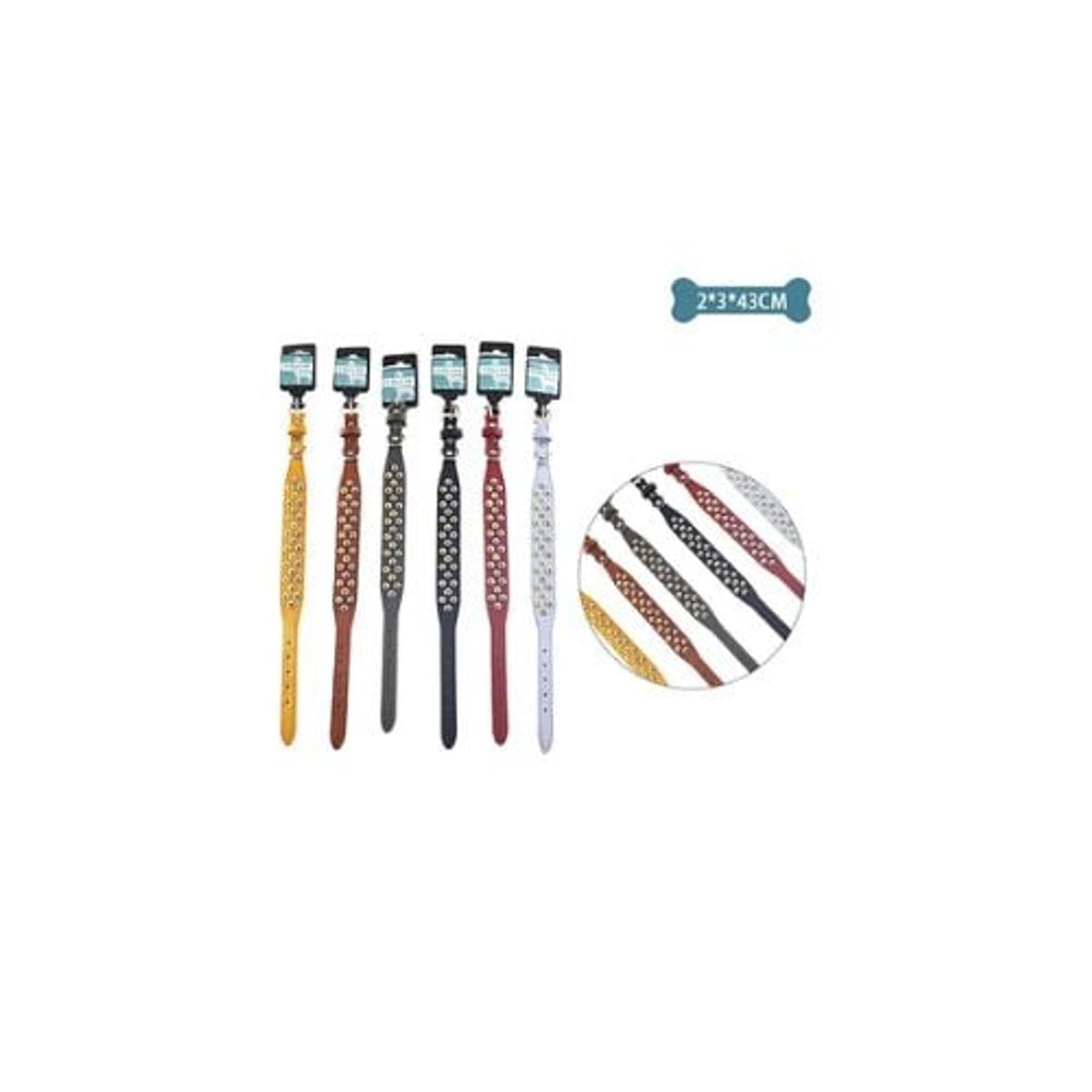 GENERICO - Collar PU Con Tachuelas Color Aleatorio 2x3x3cm 12pcs