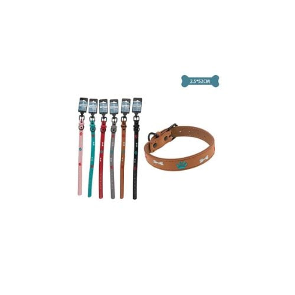 GENERICO - Collar PU Con Hueso y Huella Bordado 25x52cm 12pcs