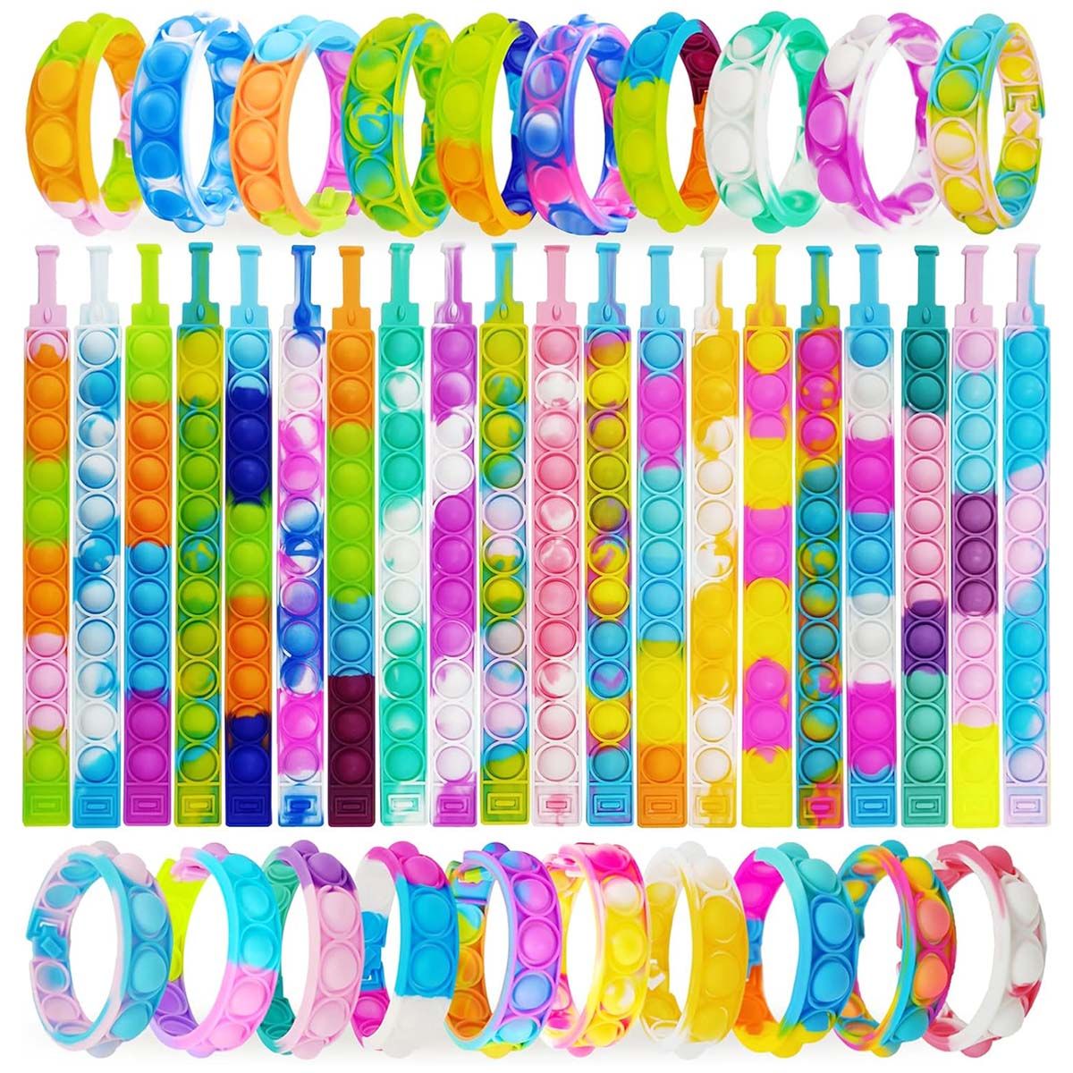 DEKANO - 60 Pulseras Antiestres Juego Para Niños Silicona De Comida