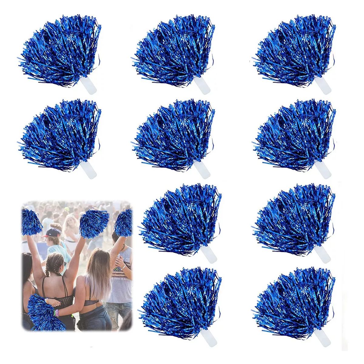 DEKANO - Set 10 Plumeros Porristas Colores Pompones Fiestas Alianzas