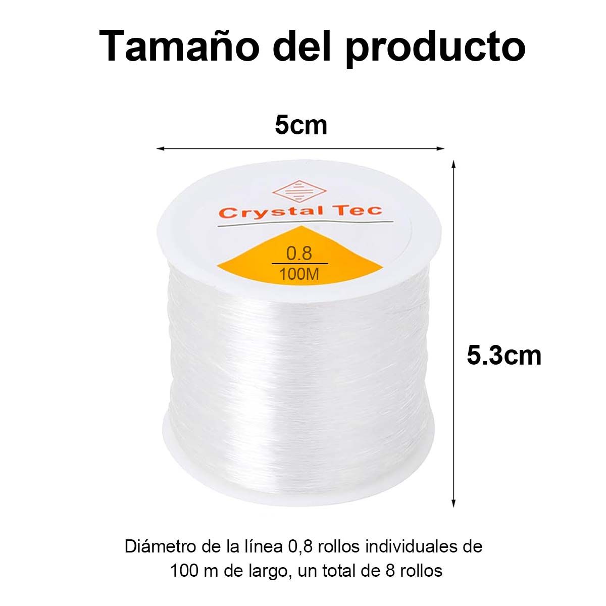 DEKANO - Hilo Elastico Para Pulsera 0.8 Mm Transparente 800 Mtrs