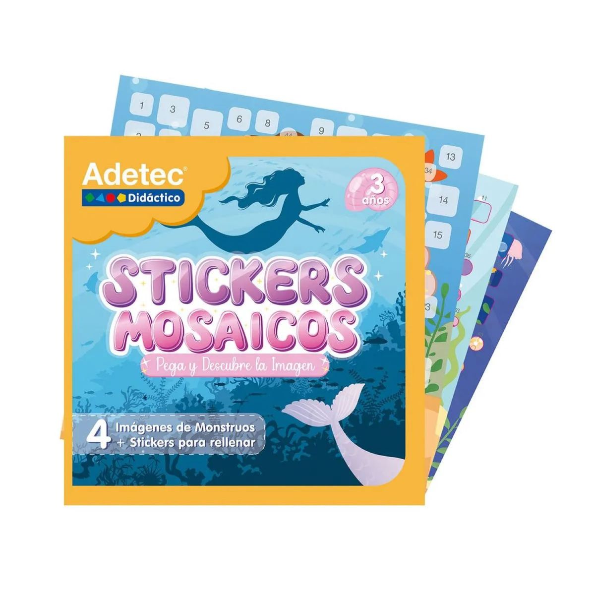 ADETEC - Set Mosaicos Didácticos Con Stickers Para Rellenar Sirenas