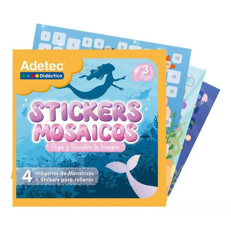 ADETEC - Set Mosaicos Didácticos Con Stickers Para Rellenar Sirenas