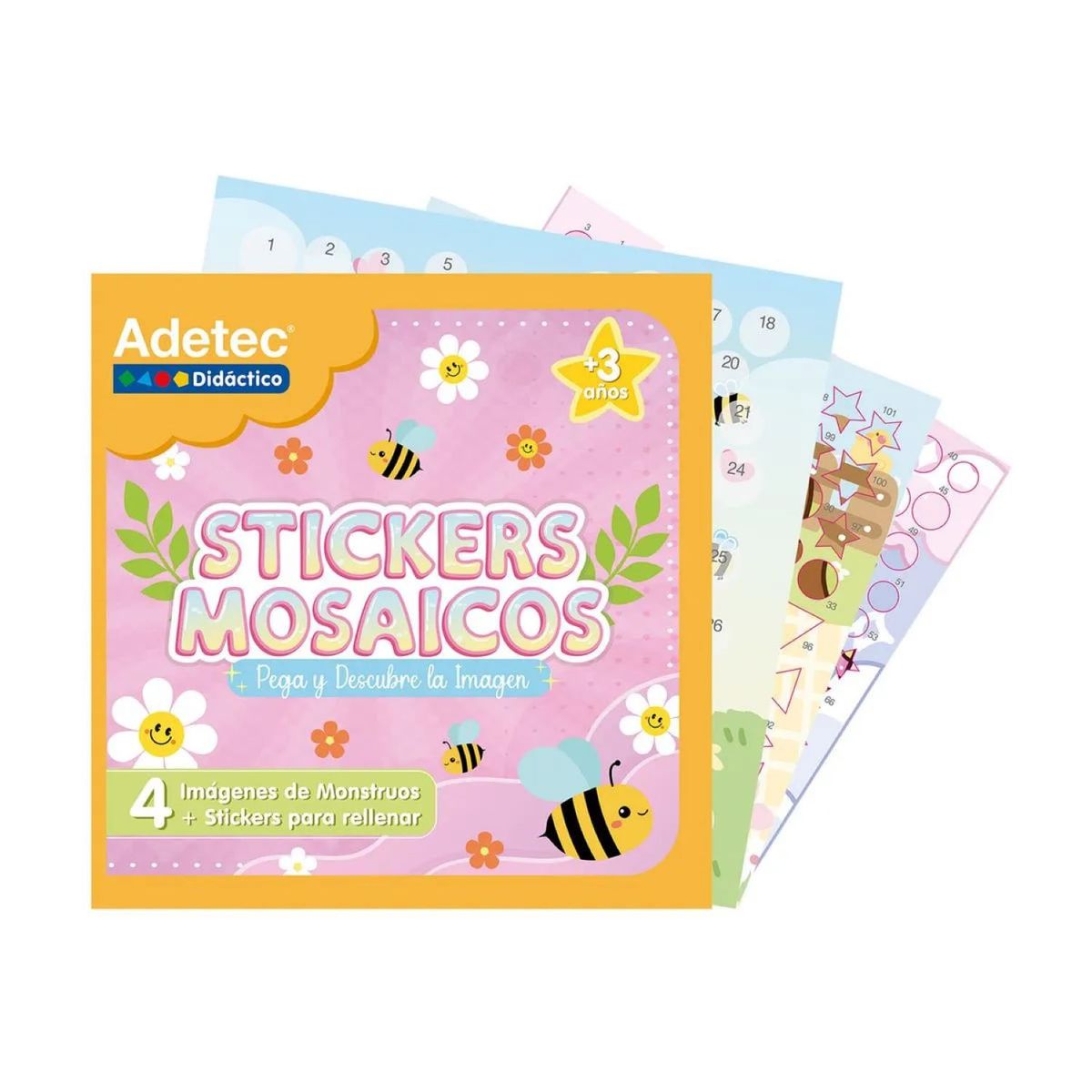 ADETEC - Set Mosaicos Didácticos Con Stickers Para Rellenar Kawaii
