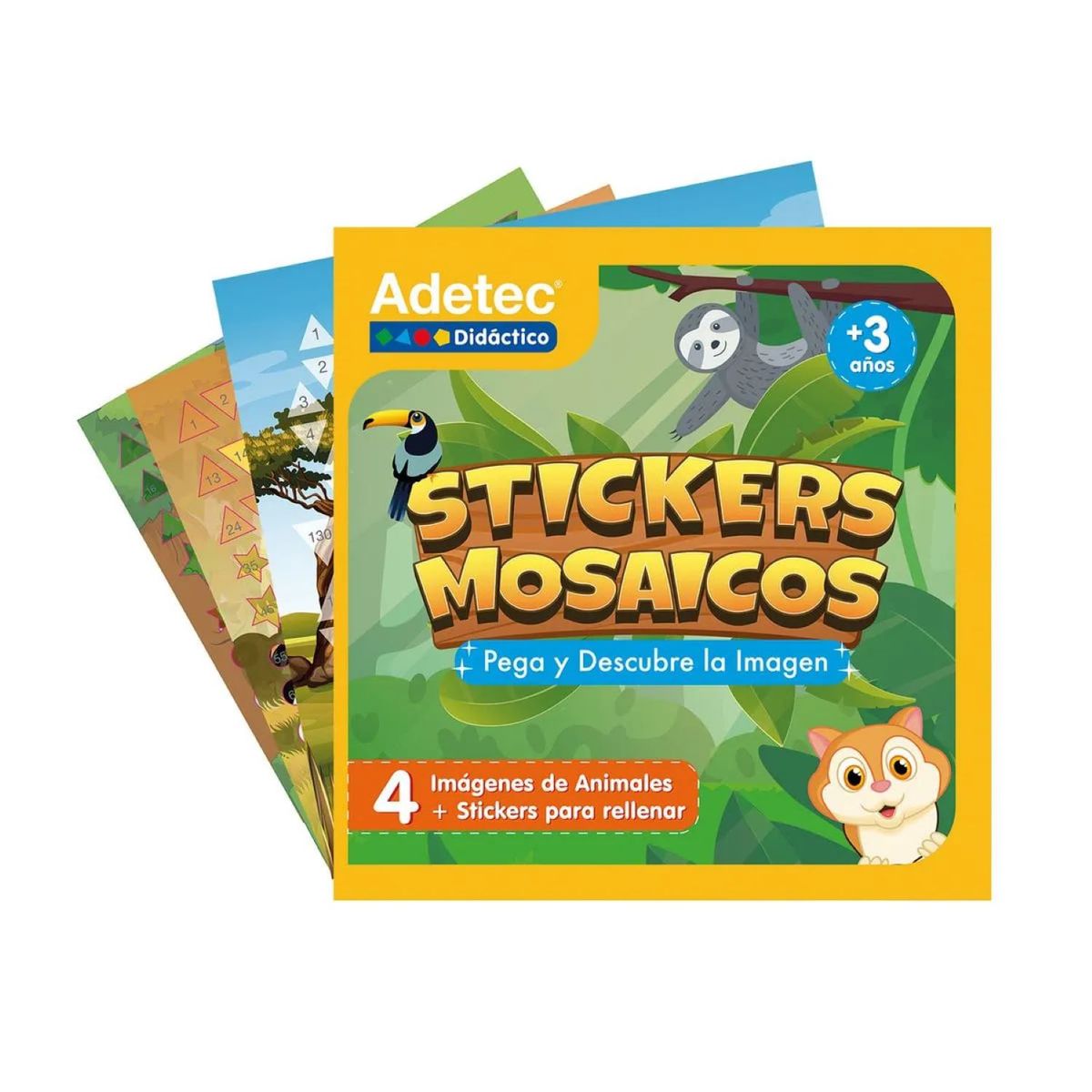 ADETEC - Set Mosaicos Didácticos Con Stickers Para Rellenar Animales