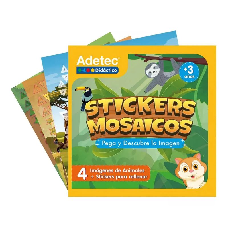 ADETEC - Set Mosaicos Didácticos Con Stickers Para Rellenar Animales