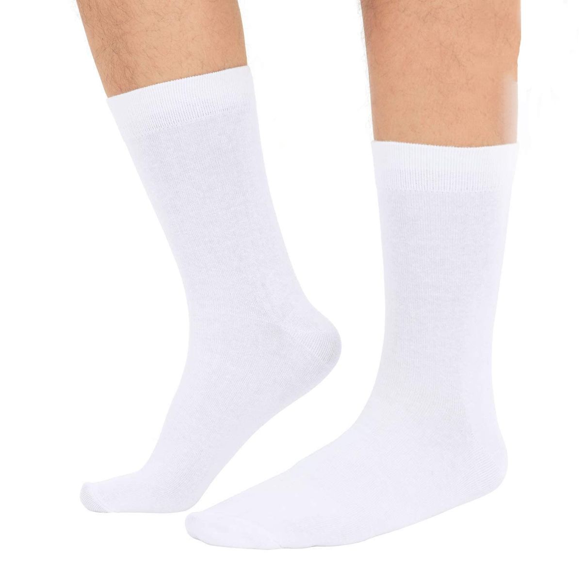 EVERSO - 12 Pare Calcetines Deporte Unisex Largos Algodón Sólo Blanco 36-45