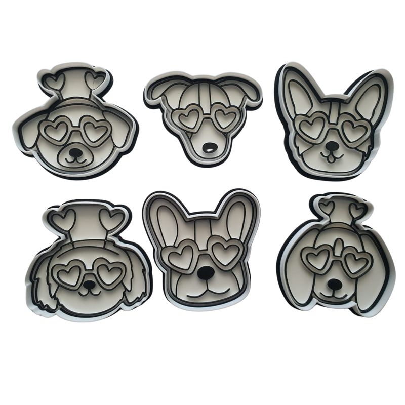 GENERICO - Set 6 Cortadores de Galletas de Perritos San Valentín 8CM  #1