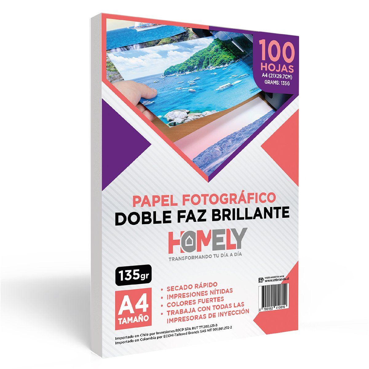 HOMELY - Papel Fotografico A4 Doble Faz Camara Foto Homely 100 Unidad