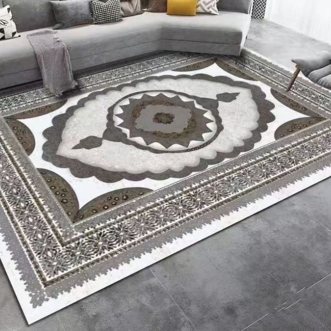 GENERICO - ALFOMBRA ANTIDESLIZANTE 200x240 CM CON DISEÑO CLASICOS GRIS TF