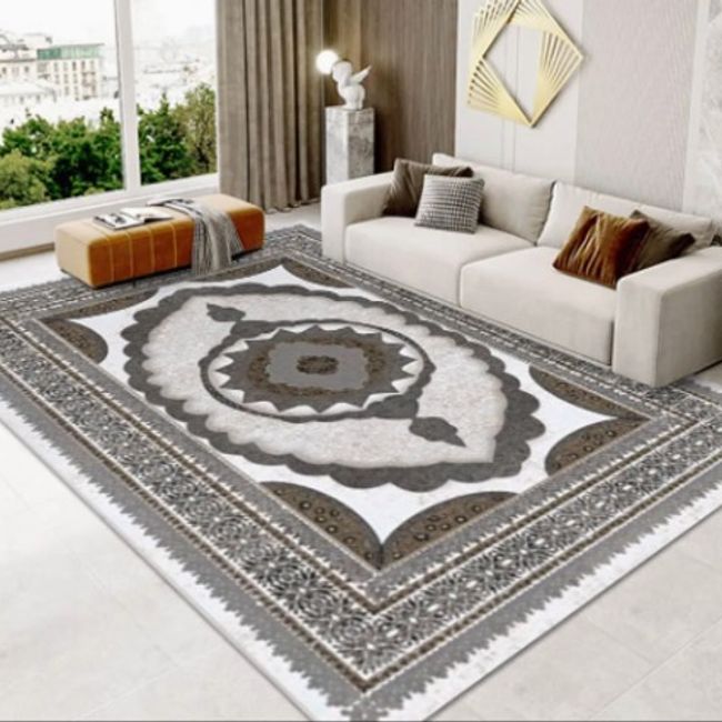 GENERICO - ALFOMBRA ANTIDESLIZANTE 200x240 CM CON DISEÑO CLASICOS GRIS TF