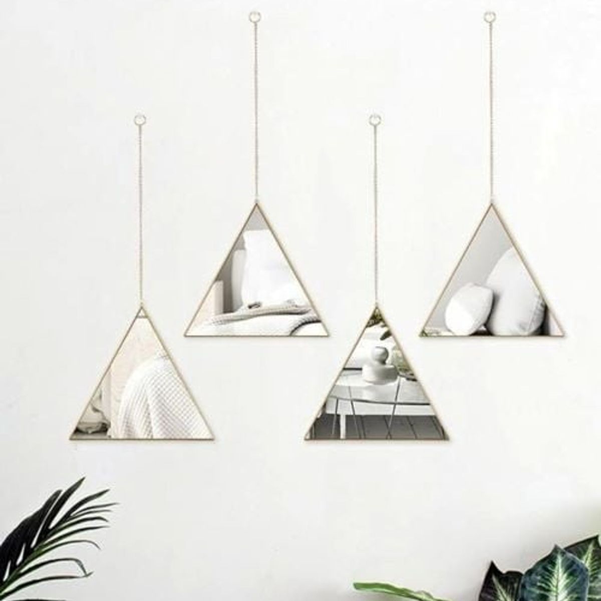 GENERICO - Set 4 Espejos Decorativos Diseño Triangulos